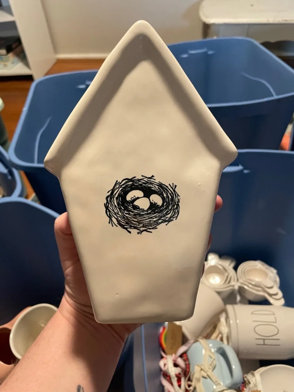 *Rae Dunn Cream Ceramic 'REST' Birdhouse Décor
